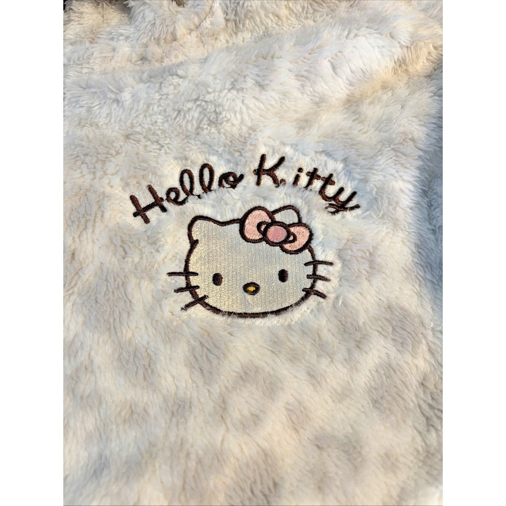 Hello Kitty Cheetah Print Plush Zip Up Hoodie- Girls L